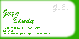 geza binda business card